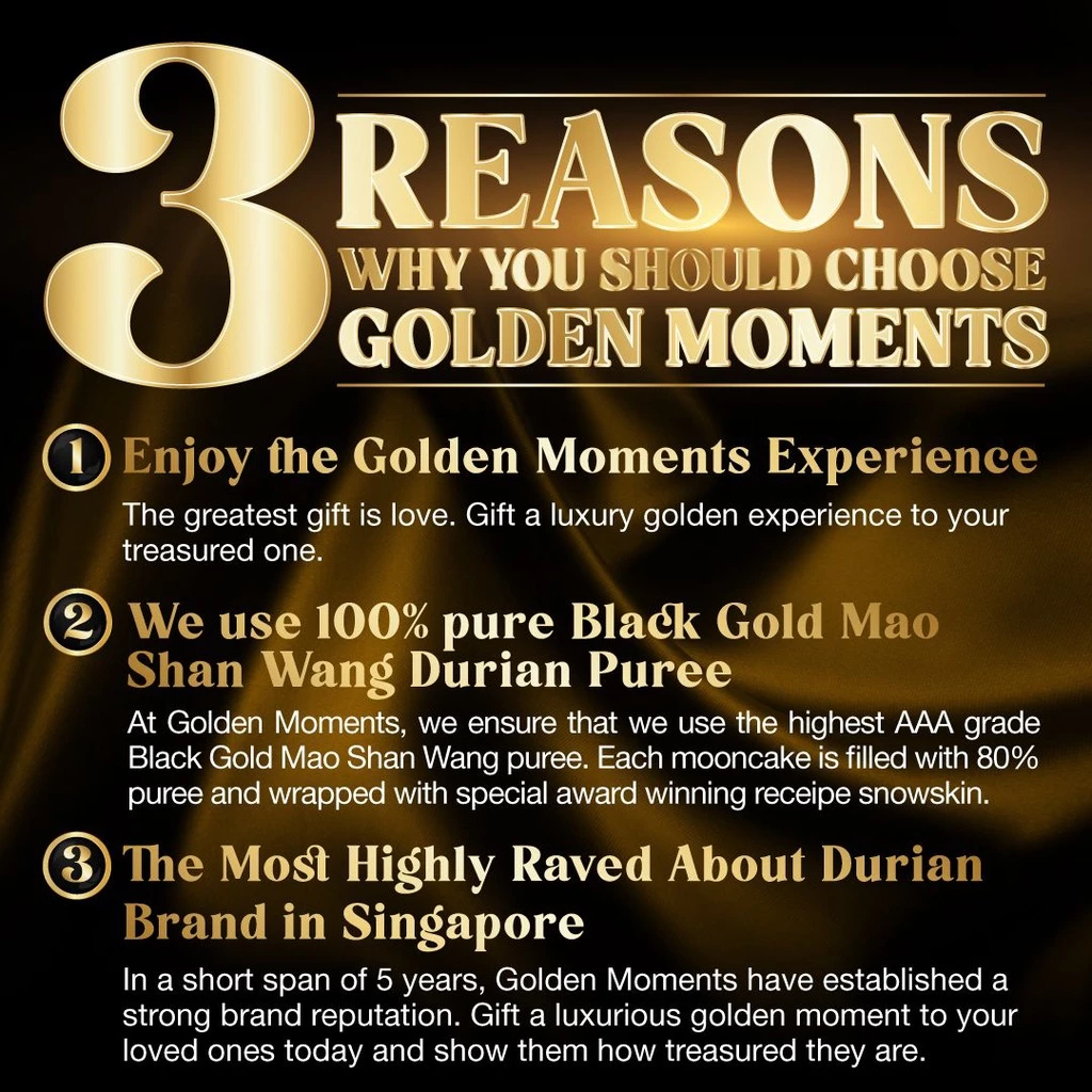 【4 PCS】Golden Moments Signature Premium Mao Shan Wang Durian Snowskin Mooncake - Image 5