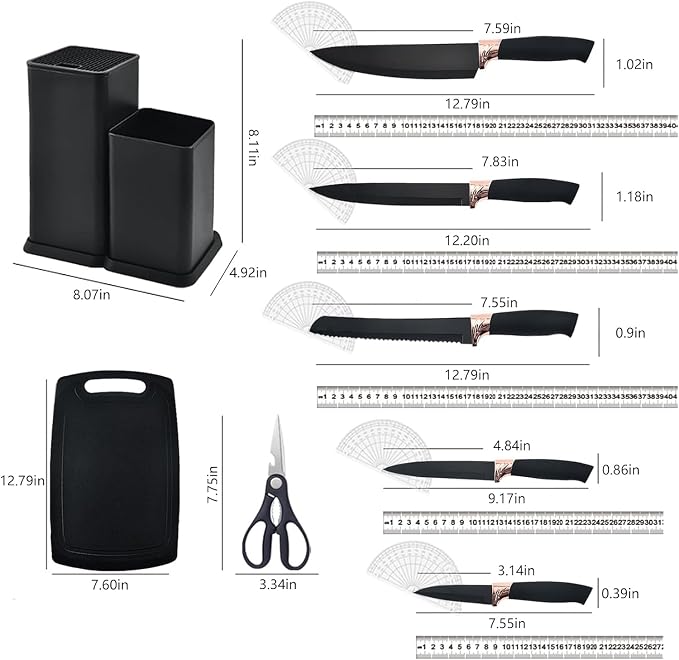 Kitchen Utensils Set & Knife Set With Block, 19 Piece All-in-One Cooking Set, 12 Nonstick Silicone Utensils + 5 Sharp Stainless Steel Chef Knives + Cutting Board, Dishwasher Safe Gift Set - Image 5